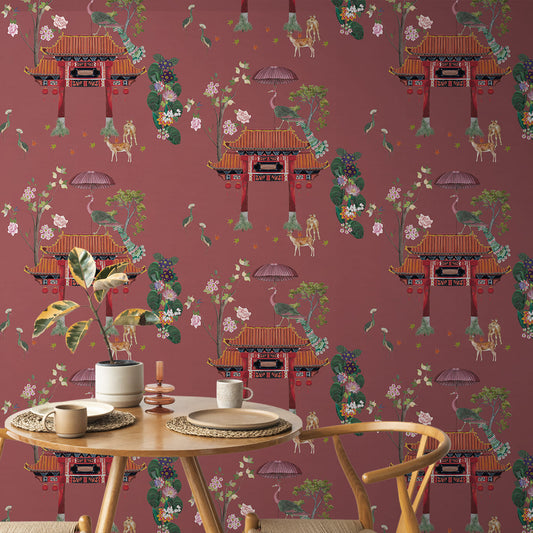 Mayur: Exotic Chinoiserie Retreat, Red