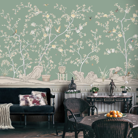 Verde Elegance, Customised Chinoiserie Wallpaper