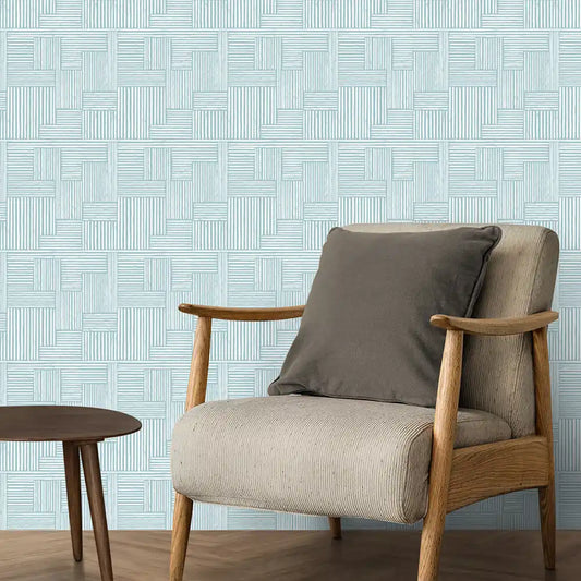 Traces Design Wallpaper Roll in Sea Blue Color