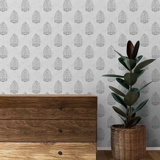 Amaya Indian Design Wallpaper Roll in Grey Color