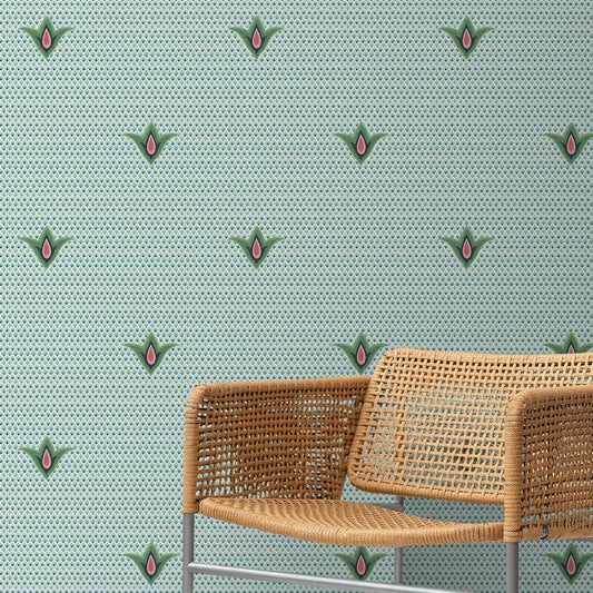 Indian Motif Look Wallpaper for Rooms, Olive Green