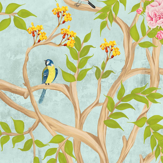 Jannat: Chinoiserie Floral Theme Wallpaper