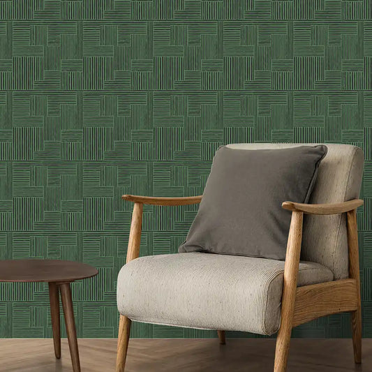 Traces Design Wallpaper Roll in Emrald Color