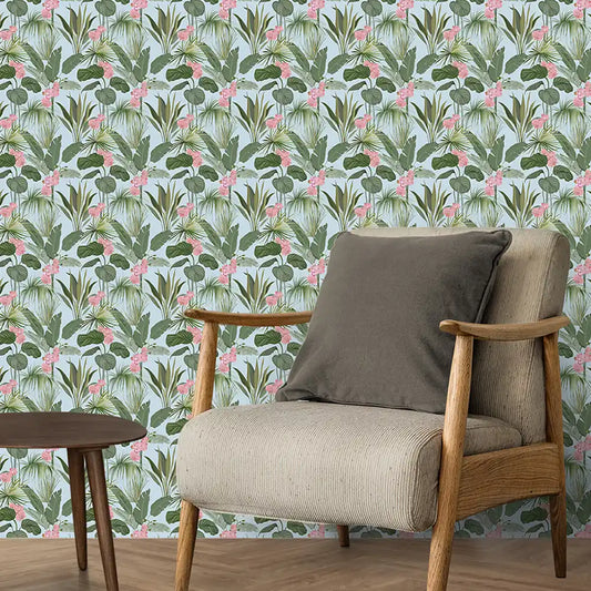 Bahama Design Wallpaper Roll in  Light blue Color