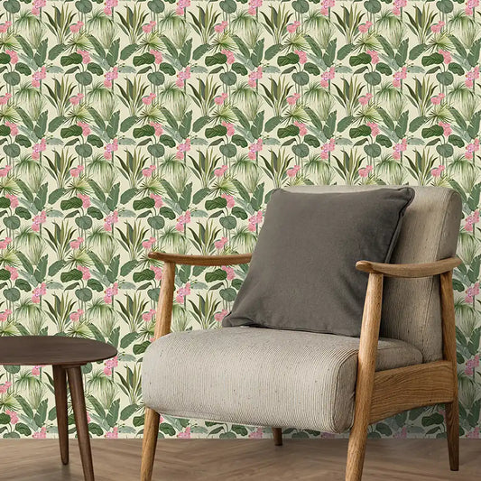 Bahama Design Wallpaper Roll in  Lemon yellow Color