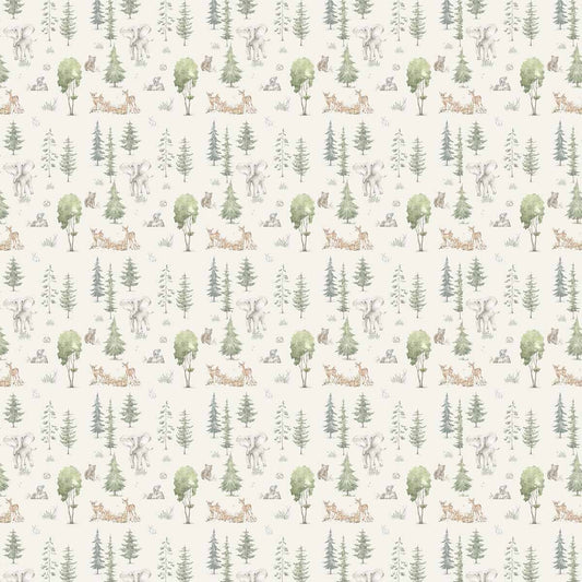 Tales of the Jungle, Repeat Wallpaper Design for Kids, Cream