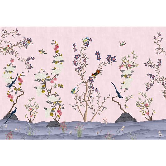 Pink Chinoiserie Pattern Wallpaper