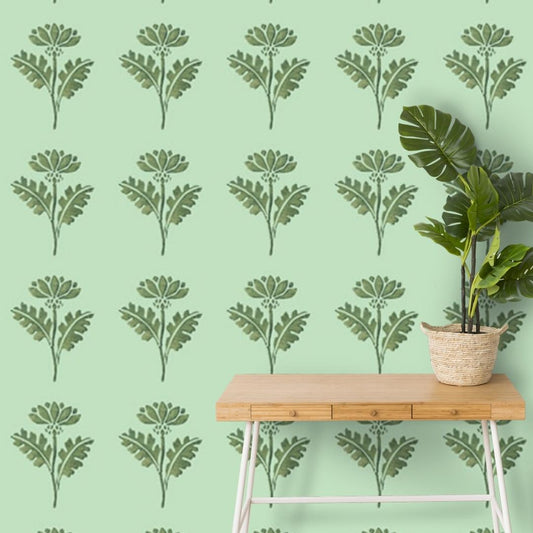 Green Floral Design Wallpaper for Walls