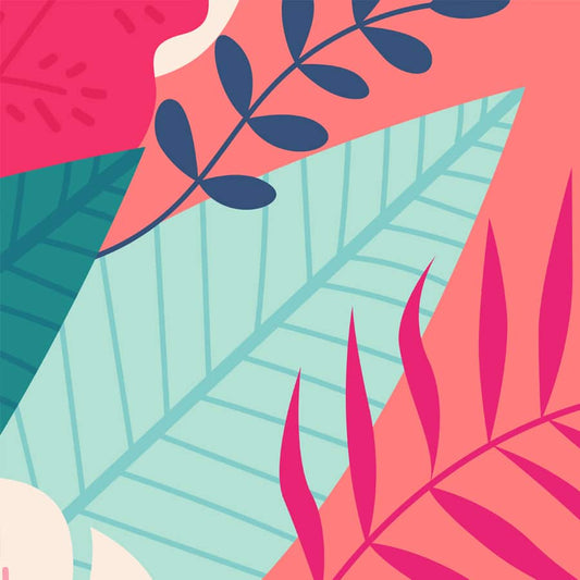 Quirky Colorful Tropical Leaves Wallpaper