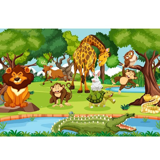 Animals in Jungle Kids Room Wallpaper, Customised