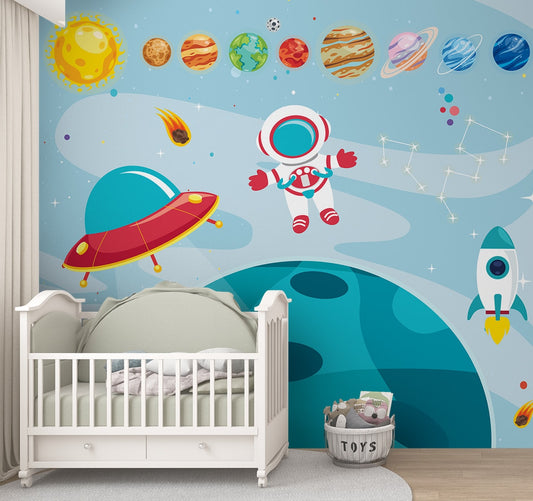 Cosmic Cutie: Wallpaper for Your Little Astronaut's Nursery, Blue 