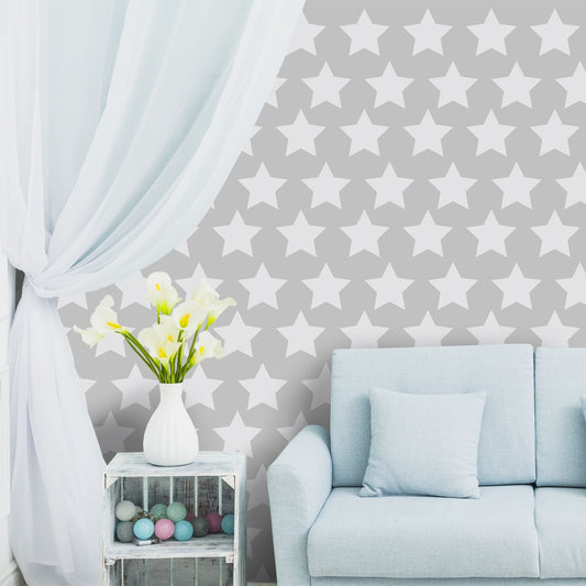 Stars Theme Repeat Pattern Wallpaper for Young Children Rooms