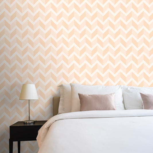 3D Chevron Pattern Wallpaper, Pastel Peach