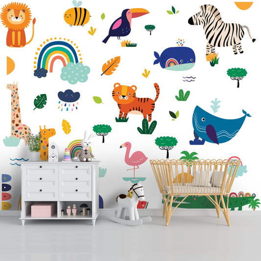 Cute Jungle and Ocean Animals Wallpaper, Customised