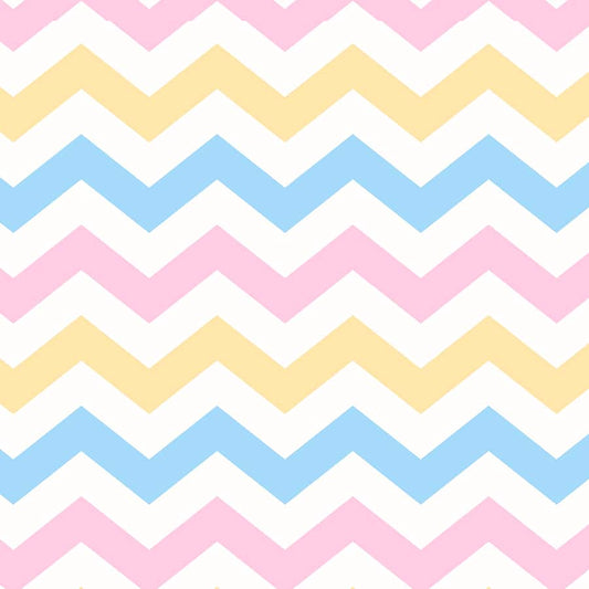 Cute Pink, Blue and Yellow Chevron Pattern Wallpaper, Customised