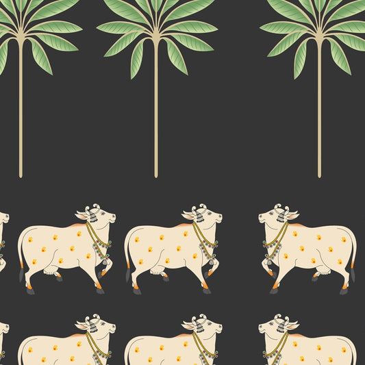 Pichwai Cow Painting Inspired Wallpaper for Walls, Customised