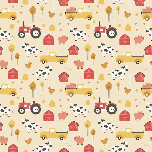 Farm Animals and Vehicles, Kids Nursery Room Wallpaper