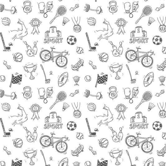 Black and White Sports Wallpaper for Kids Rooms