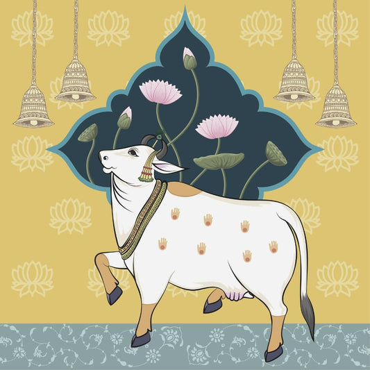 Sacred Cows in Serenity, Pichwai Yellow Wallpaper