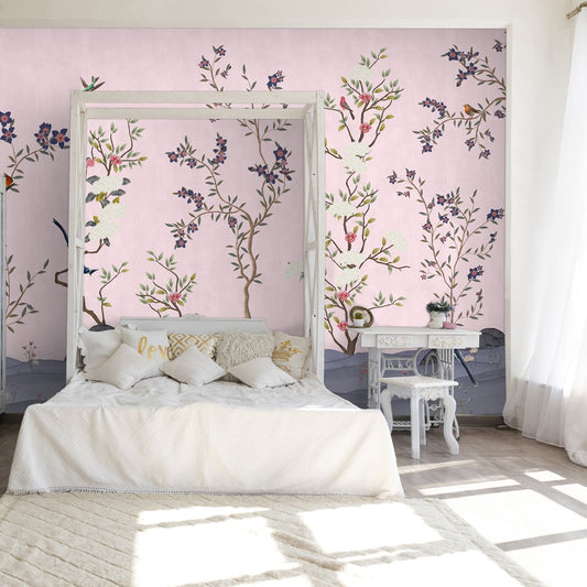 Pink Chinoiserie Pattern Wallpaper