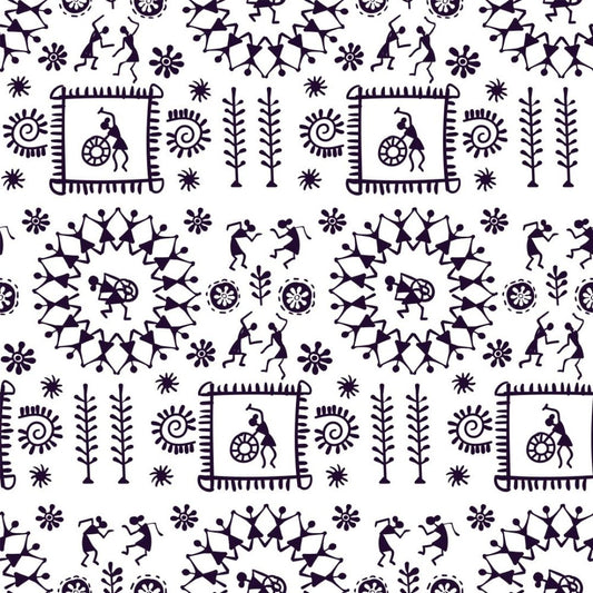 Black & White Indian Art Wallpaper for Rooms, Customised