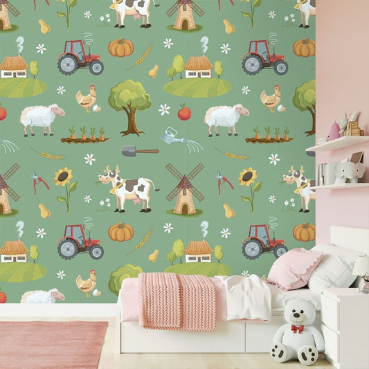 Farm Animals Wallpaper for Nursery Room, Customised