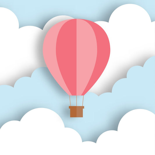 3D Clouds and Hot Air Balloon, Kids Wallpaper, Customised