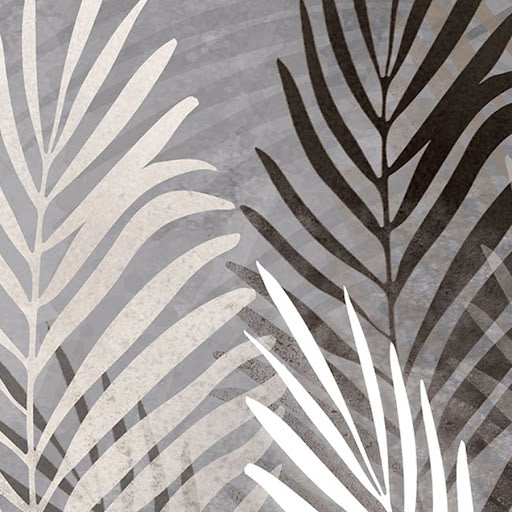 Beige and Grey Background Tropical Leaves Wallpaper, Customised