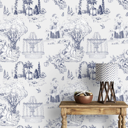 Elegant Toile Motif, Room Wallpaper