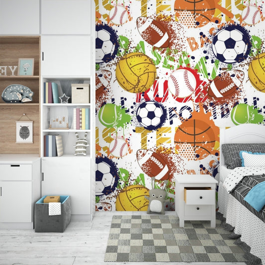 Graffiti Style Sports Theme Wallpaper for Kids