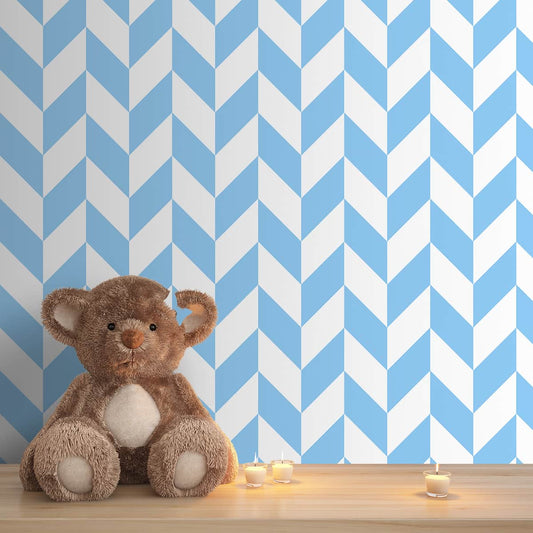 Pastel Blue Geometric Print Boy Room Wallpaper