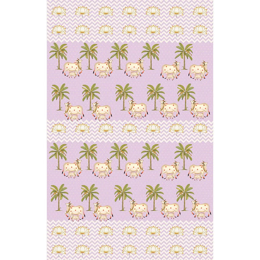 Shop Online Pichwai Cows in Mauve Chevron Pattern Wallpaper