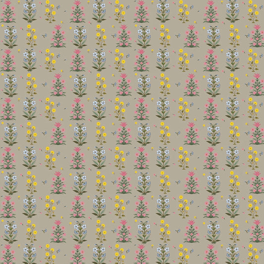 Cute and colorful flowers on a light green wallpaper for living room decor