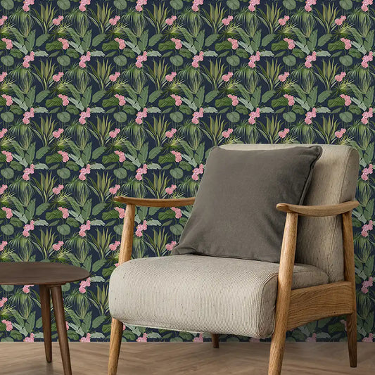 Bahama Design Wallpaper Roll in  Dark blue Color