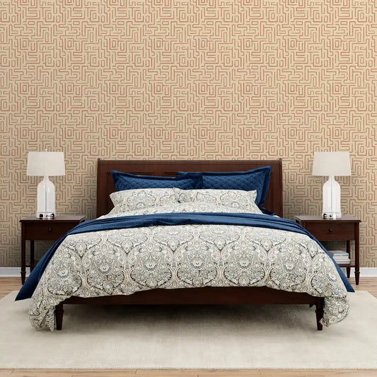 Intersect Design Wallpaper Roll in Tan Color Buy Online