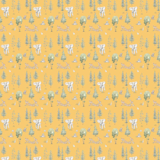 Tales of the Jungle, Repeat Wallpaper Design for Kids, Yellow