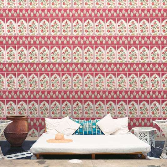 Dareecha, an Indian Design Wallpaper for Rooms, Red