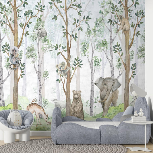 Jungle Tales, Nursery Room Wallpaper, Customised