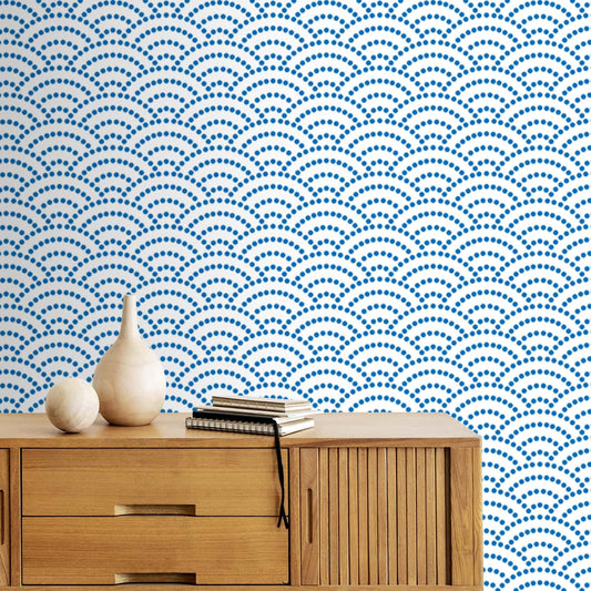 Premium Blue Wallpaper, Customised, Semi Circular Pattern