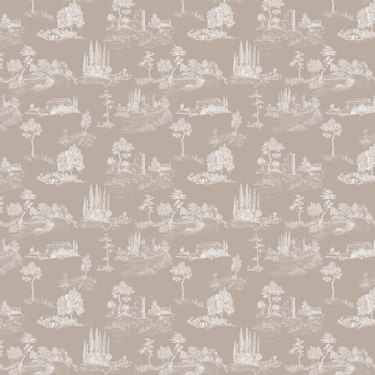 Chic Toile Design Wallpaper for Wall Beige