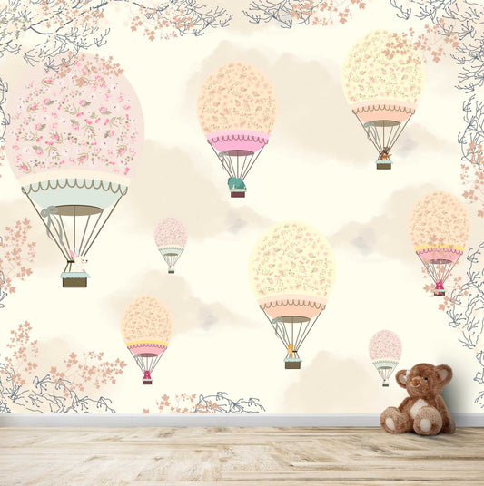 Trendy Balloon Theme Children Bedroom Wallpaper Design, Customised