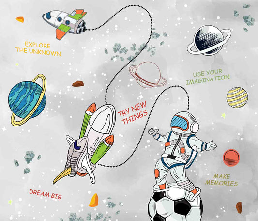 Personalised Space Kids Room Wallpaper, Colorful