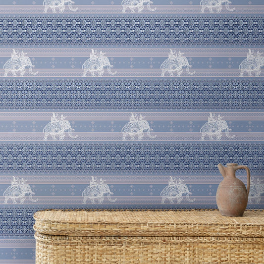 Customised Fabric Look Wallpaper, Blue