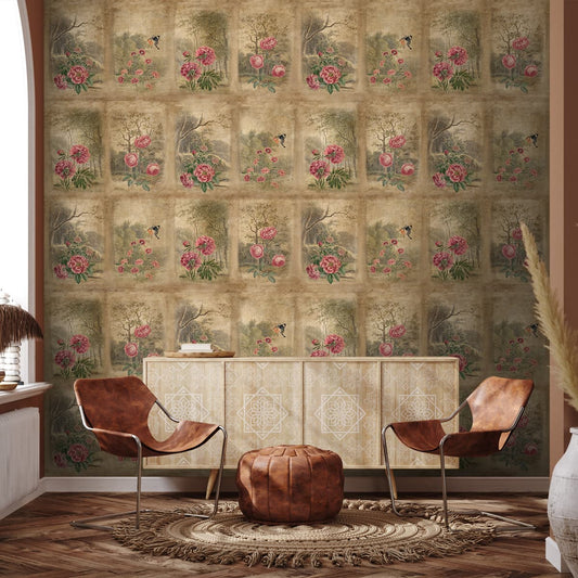 Vatika, Vintage Floral Theme Wallpaper