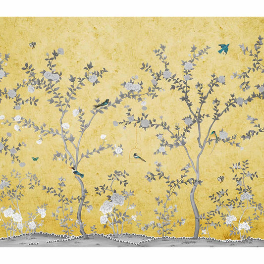 Yellow Aura in the Garden, Chinoiserie Wallcovering