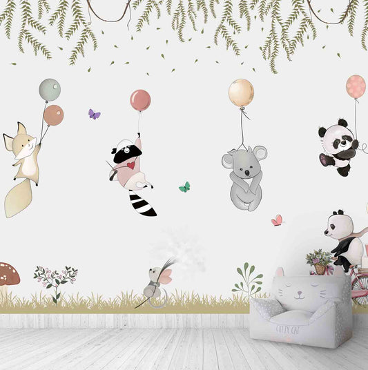 Flying Cute Animals Wallpaper for Kids, Customised