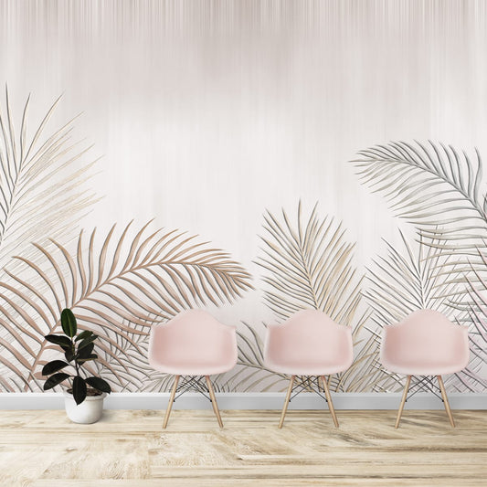 Tropical Leaves in Subtle Background Wallpaper Design