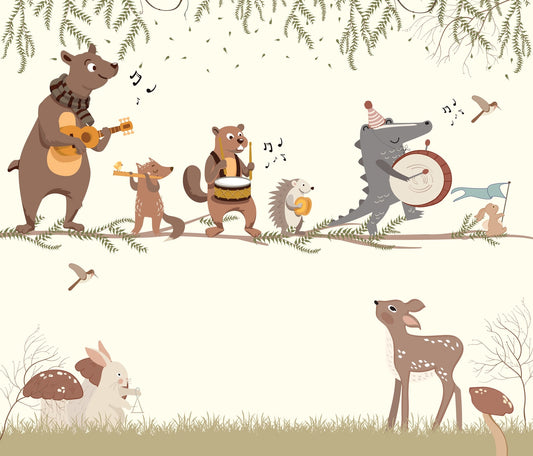 Animals Playing Musical Instruments, Wallpaper Theme for kids Room