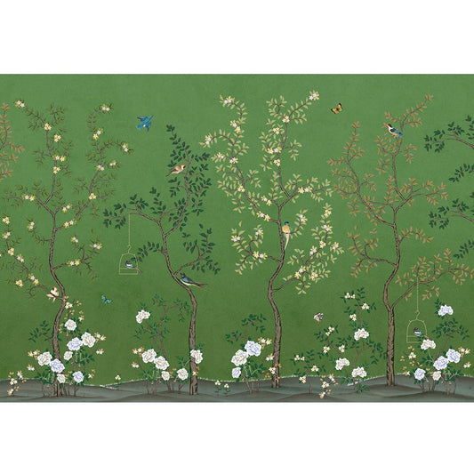 Green Chinoiserie Design Wallpapers for Walls, Customised