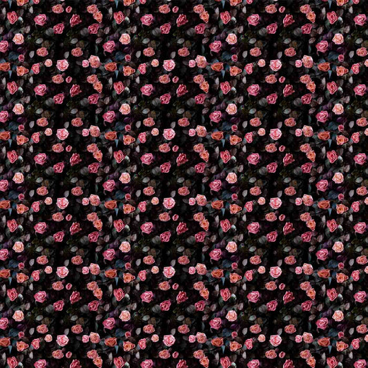 Repeat Pattern of Roses, Dark Background, Premium Realistic Wallpaper